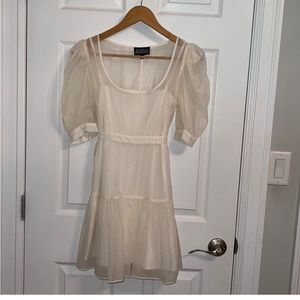 Danielle Bernstein solid organza puff sleeve mini dress